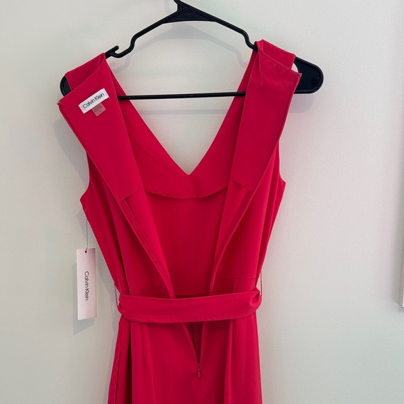 Calvin Klein Vibrant Pink V-Neck Jumpsuit - Picture 7 of 10